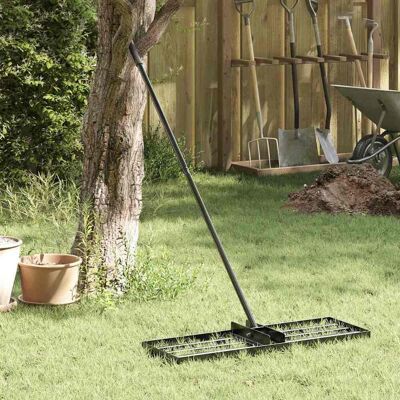 vidaXL Garten Nivellierrechen Schwarz Pulverbeschichteter Stahl Schwarz vidaXL Garten Nivellierrechen Schwarz Pulverbeschichteter Stahl Schwarz