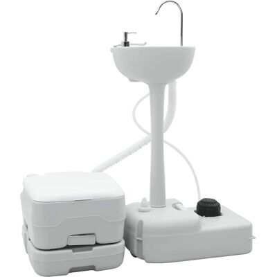 vidaXL Camping Toiletten-Set 2 pcs Grau und Weiß Grau vidaXL Camping Toiletten-Set 2 pcs Grau und Weiß Grau