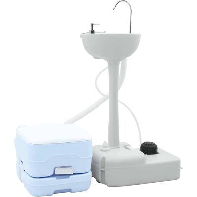 vidaXL Camping Toiletten-Set 2 pcs Blau und Weiß Blau vidaXL Camping Toiletten-Set 2 pcs Blau und Weiß Blau