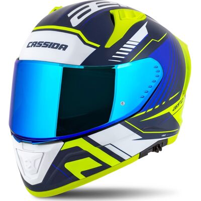 Cassida Aero Drome Integral-Motorradhelm blau-fluo gelb-hellblau-weiß Größe: M Cassida Aero Drome Integral-Motorradhelm blau-fluo gelb-hellblau-weiß Größe: M