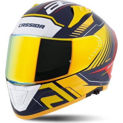 Integraler Motorradhelm Cassida Aero Drome Blau-Fluo-Gelb-Orange-Rot-Hellblau-Weiß Größe: M Integraler Motorradhelm Cassida Aero Drome Blau-Fluo-Gelb-Orange-Rot-Hellblau-Weiß Größe: M