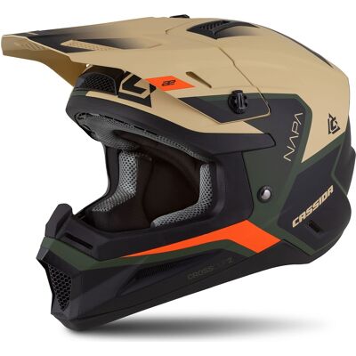 Motocross-Motorradhelm Cassida Cross Cup 2 Napa matt sand-grün-orange-schwarz Größe: L Motocross-Motorradhelm Cassida Cross Cup 2 Napa matt sand-grün-orange-schwarz Größe: L