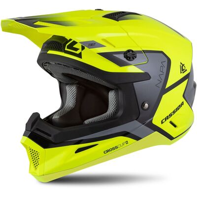 Motocross-Motorradhelm Cassida Cross Cup 2 Napa fluo gelb-schwarz-perlgrau Größe: S Motocross-Motorradhelm Cassida Cross Cup 2 Napa fluo gelb-schwarz-perlgrau Größe: S