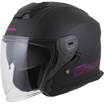 Motorradhelm Cassida Jet Tech 2.0 Solid Mattschwarz-Pink Größe: M Motorradhelm Cassida Jet Tech 2.0 Solid Mattschwarz-Pink Größe: M