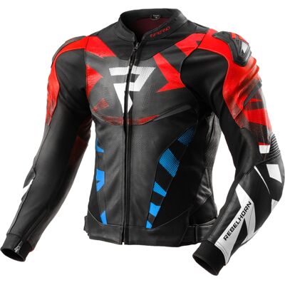 Motorrad-Lederjacke Rebelhorn Inferno schwarz-blau-weiß-rot Größe: 48 Motorrad-Lederjacke Rebelhorn Inferno schwarz-blau-weiß-rot Größe: 48