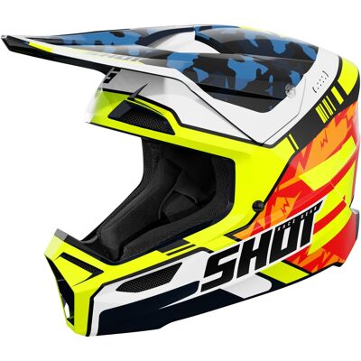 Motocross-Helm Shot Furious Flash glänzend blau-fluo gelb Größe: M Motocross-Helm Shot Furious Flash glänzend blau-fluo gelb Größe: M