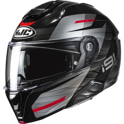 Klapphelm Motorrad HJC i91 Dusk MC1 schwarz-grau-rot Größe: L Klapphelm Motorrad HJC i91 Dusk MC1 schwarz-grau-rot Größe: L