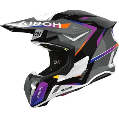 Motocrosshelm Airoh Twist 3 Hustle glänzend grau-lila Größe: XS Motocrosshelm Airoh Twist 3 Hustle glänzend grau-lila Größe: XS