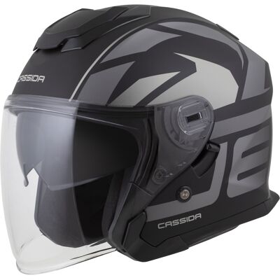 Cassida Jet Tech 2.0 RoTo Jet-Face-Motorradhelm, matt schwarz-grau-weiß Größe: L Cassida Jet Tech 2.0 RoTo Jet-Face-Motorradhelm, matt schwarz-grau-weiß Größe: L