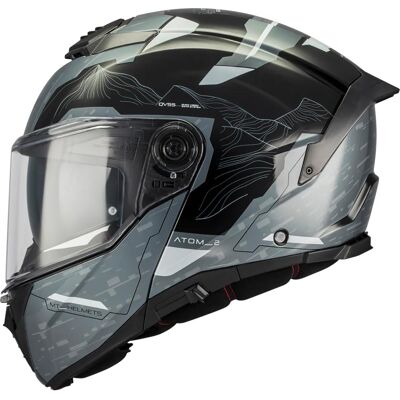 MT Helmets Klappbarer Motorradhelm MT Atom 2 SV Highlands C2 schwarz-grau Größe: L MT Helmets Klappbarer Motorradhelm MT Atom 2 SV Highlands C2 schwarz-grau Größe: L