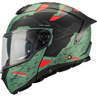 MT Helmets Klappbarer Motorradhelm MT Atom 2 SV Highlands C6 mattgrün-schwarz-rot Größe: L MT Helmets Klappbarer Motorradhelm MT Atom 2 SV Highlands C6 mattgrün-schwarz-rot Größe: L