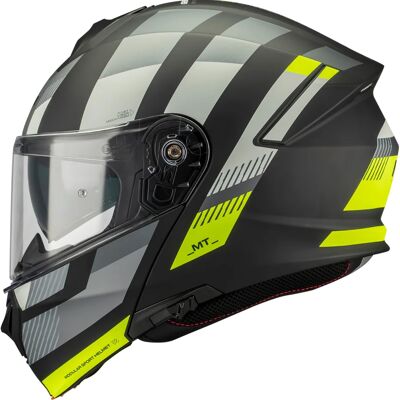 MT Helmets Klappbarer Motorradhelm MT Genesis SV Stroke B13, matt schwarz-grau-fluoreszierend gelb Größe: M MT Helmets Klappbarer Motorradhelm MT Genesis SV Stroke B13, matt schwarz-grau-fluoreszierend gelb Größe: M