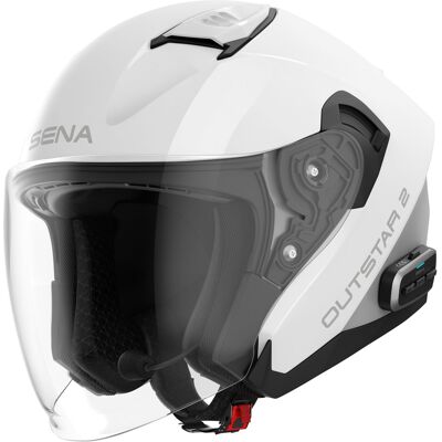 SENA Outstar 2 offener Motorradhelm mit Headset, glänzend weiß Größe: L SENA Outstar 2 offener Motorradhelm mit Headset, glänzend weiß Größe: L