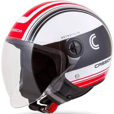 Cassida Metropolis Motorradhelm - Schwarz-Weiß-Rot Offener Helm Cassida Metropolis Motorradhelm - Schwarz-Weiß-Rot Offener Helm
