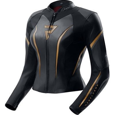 Rebelhorn Diva ST Leder-Motorradjacke für Damen, schwarz-gold Größe: 36 Rebelhorn Diva ST Leder-Motorradjacke für Damen, schwarz-gold Größe: 36