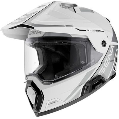 Enduro-Motorradhelm mit Headset SENA Outlander glänzend weiß Größe: S Enduro-Motorradhelm mit Headset SENA Outlander glänzend weiß Größe: S