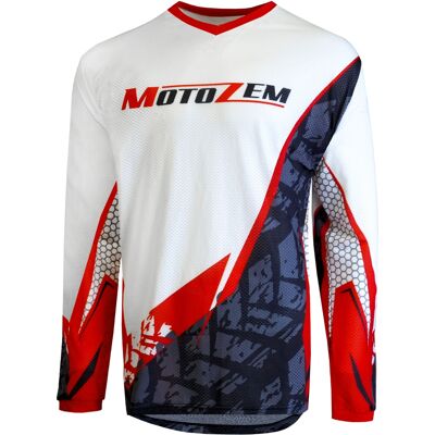 Motocross-Trikot MotoZem Ground MX weiß-schwarz-rot Größe: M Motocross-Trikot MotoZem Ground MX weiß-schwarz-rot Größe: M