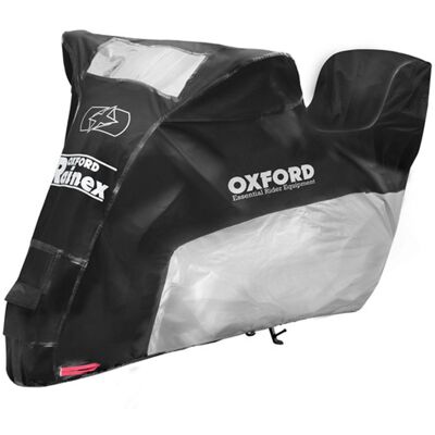 Oxford Rainex Motorradabdeckung mit Gepäckfach, schwarz-silber Größe: XL Oxford Rainex Motorradabdeckung mit Gepäckfach, schwarz-silber Größe: XL