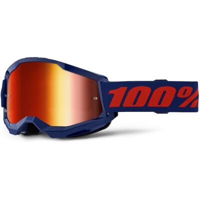 Motocrossbrille 100% STRATA 2 Neu blau (rotes Plexiglas) Motocrossbrille 100% STRATA 2 Neu blau (rotes Plexiglas)