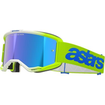 Motocross-Brille Alpinestars Vision 5 Blaze fluo gelb-blau mit spiegelblauem Plexiglas Motocross-Brille Alpinestars Vision 5 Blaze fluo gelb-blau mit spiegelblauem Plexiglas