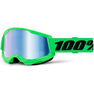Motocross-Brille 100% STRATA 2 NEU fluoreszierend grün mit blauem Plexiglas Motocross-Brille 100% STRATA 2 NEU fluoreszierend grün mit blauem Plexiglas