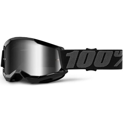 Kinder-Motocrossbrille 100% STRATA 2 schwarz (silber verspiegeltes Plexiglas) Kinder-Motocrossbrille 100% STRATA 2 schwarz (silber verspiegeltes Plexiglas)