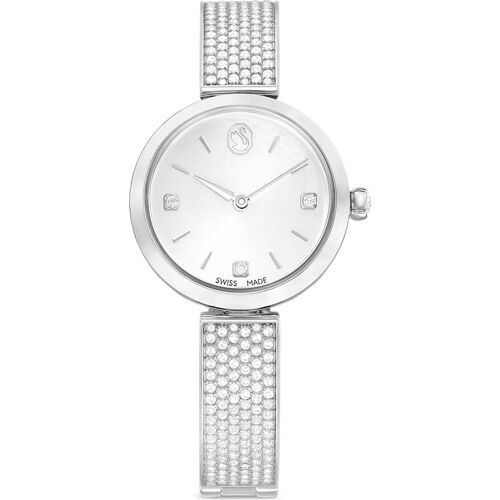 Swarovski Illumina Uhr, Schweizer Produktion, Metallarmband, Silberfarben, Edelstahl Unisex OS