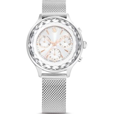 Swarovski Nova chrono Uhr, Schweizer Produktion, Metallarmband, Silberfarben, Edelstahl Unisex OS Swarovski Nova chrono Uhr, Schweizer Produktion, Metallarmband, Silberfarben, Edelstahl Unisex OS