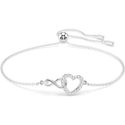 Swarovski Hyperbola Armband, Unendlichzeichen und Herz, Weiß, Rhodiniert Unisex OS Swarovski Hyperbola Armband, Unendlichzeichen und Herz, Weiß, Rhodiniert Unisex OS