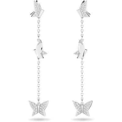 Swarovski Idyllia Lilia Drop-Ohrhänger, Schmetterling, Lang, Weiß, Rhodiniert Unisex OS Swarovski Idyllia Lilia Drop-Ohrhänger, Schmetterling, Lang, Weiß, Rhodiniert Unisex OS