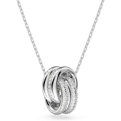 Swarovski Hyperbola Anhänger, Verflochtene Ringe, Weiß, Rhodiniert Unisex S Swarovski Hyperbola Anhänger, Verflochtene Ringe, Weiß, Rhodiniert Unisex S