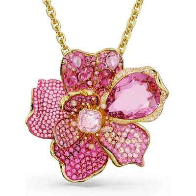 Swarovski Idyllia Anhänger und Brosche, Pavé, Blume, Rosa, 18K Goldbeschichtet Unisex OS Swarovski Idyllia Anhänger und Brosche, Pavé, Blume, Rosa, 18K Goldbeschichtet Unisex OS