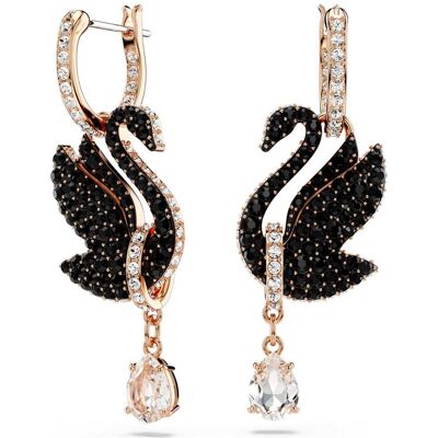 Swarovski Swan Drop-Ohrhänger, Schwan, Schwarz, 18K Roségoldbeschichtet Unisex OS Swarovski Swan Drop-Ohrhänger, Schwan, Schwarz, 18K Roségoldbeschichtet Unisex OS
