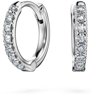Swarovski Eternity Kreolen, Im Labor gezüchtete Diamanten 0,1 ct tw, Runde Form, Klein, 18K Weißgold Unisex OS Swarovski Eternity Kreolen, Im Labor gezüchtete Diamanten 0,1 ct tw, Runde Form, Klein, 18K Weißgold Unisex OS