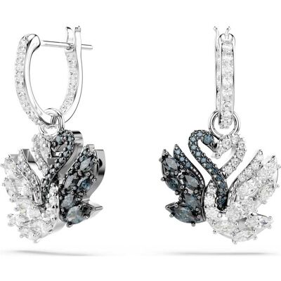 Swarovski Swan Drop-Ohrhänger, Schwan, Schwarz, Metallmix Unisex OS Swarovski Swan Drop-Ohrhänger, Schwan, Schwarz, Metallmix Unisex OS