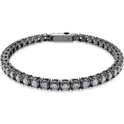 Swarovski Matrix Tennis Armband, Rundschliff, Grau, Rutheniert Unisex XL Swarovski Matrix Tennis Armband, Rundschliff, Grau, Rutheniert Unisex XL
