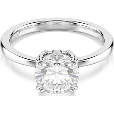 Swarovski Stilla Cocktailring, Rundschliff, Weiß, Silberfarbenes Finish Unisex 60 Swarovski Stilla Cocktailring, Rundschliff, Weiß, Silberfarbenes Finish Unisex 60