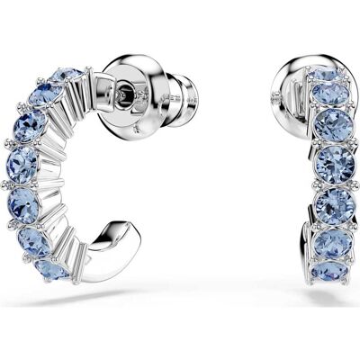 Swarovski Mini Hoop Ohrringe, Rundschliff, Blau, Rhodiniert Unisex OS Swarovski Mini Hoop Ohrringe, Rundschliff, Blau, Rhodiniert Unisex OS