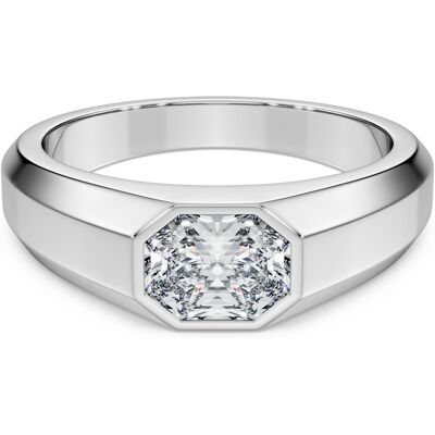 Swarovski Octagon Bandring, Im Labor gezüchtete Diamanten 1,0 ct tw, Achteckform, 18K Weißgold Unisex 50 Swarovski Octagon Bandring, Im Labor gezüchtete Diamanten 1,0 ct tw, Achteckform, 18K Weißgold Unisex 50