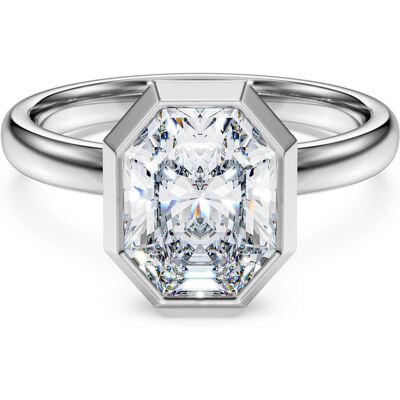 Swarovski Octagon Ring mit Kesselfassung, Im Labor gezüchtete Diamanten 2,0 ct tw, Achteckform, 18K Weißgold Unisex 55 Swarovski Octagon Ring mit Kesselfassung, Im Labor gezüchtete Diamanten 2,0 ct tw, Achteckform, 18K Weißgold Unisex 55