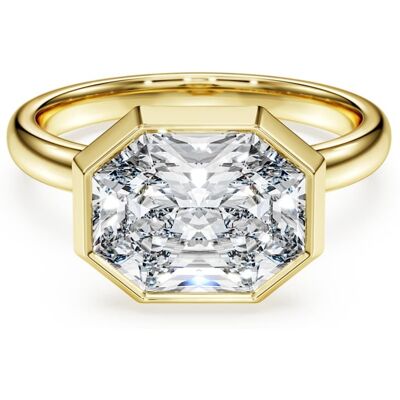 Swarovski Octagon Ring mit Kesselfassung, Im Labor gezüchtete Diamanten 3,0 ct tw, Achteckform, 18K Gelbgold Unisex 48 Swarovski Octagon Ring mit Kesselfassung, Im Labor gezüchtete Diamanten 3,0 ct tw, Achteckform, 18K Gelbgold Unisex 48
