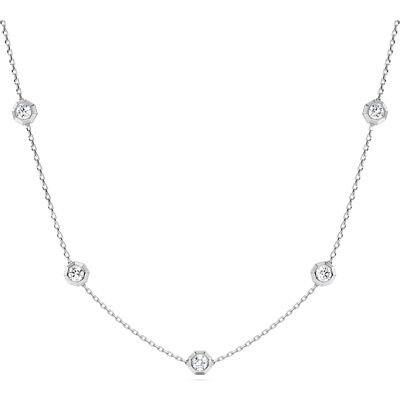 Swarovski Octagon Halskette, Im Labor gezüchtete Diamanten 0,7 ct tw, Runde Form, Sterlingsilber Unisex OS Swarovski Octagon Halskette, Im Labor gezüchtete Diamanten 0,7 ct tw, Runde Form, Sterlingsilber Unisex OS