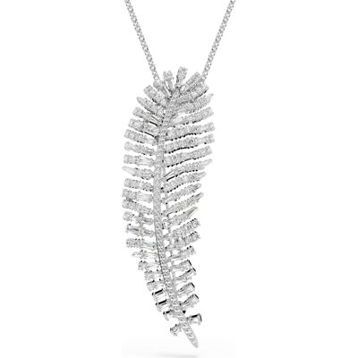 Swarovski Vienna Anhänger und Brosche, Verschiedene Schliffe, Feder, Weiß, Rhodiniert Unisex OS Swarovski Vienna Anhänger und Brosche, Verschiedene Schliffe, Feder, Weiß, Rhodiniert Unisex OS