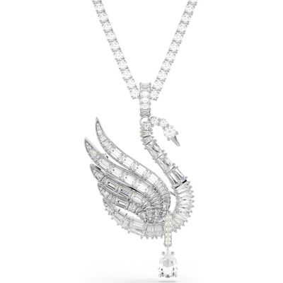 Swarovski Vienna Anhänger und Brosche, Verschiedene Schliffe, Schwan, Weiß, Rhodiniert Unisex OS Swarovski Vienna Anhänger und Brosche, Verschiedene Schliffe, Schwan, Weiß, Rhodiniert Unisex OS