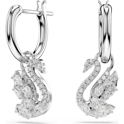 Swarovski Swan Drop-Ohrhänger, Verschiedene Schliffe, Schwan, Weiß, Rhodiniert Unisex OS Swarovski Swan Drop-Ohrhänger, Verschiedene Schliffe, Schwan, Weiß, Rhodiniert Unisex OS