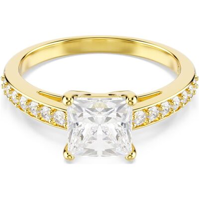 Swarovski Attract Ring, Kissenschliff, Pavé, Weiß, 18K goldbeschichtet Unisex 60 Swarovski Attract Ring, Kissenschliff, Pavé, Weiß, 18K goldbeschichtet Unisex 60