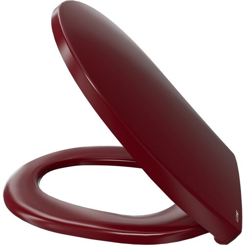 Forum Online GmbH Luvett® WC-Sitz mit Absenkautomatik C100 oval universell, Toilettendeckel mit 3 Edelstahl Montagelösungen, Klodeckel abnehmbar Bordeaux Rot