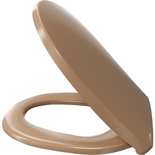 Forum Online GmbH Luvett® WC-Sitz mit Absenkautomatik C100 oval universell, Toilettendeckel mit 3 Edelstahl Montagelösungen, Klodeckel abnehmbar Caramel Braun