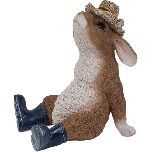 FD Dekofigur Hase mit Hut und Schuhen 26 x 22,5 x 18,5 cm braun weiß