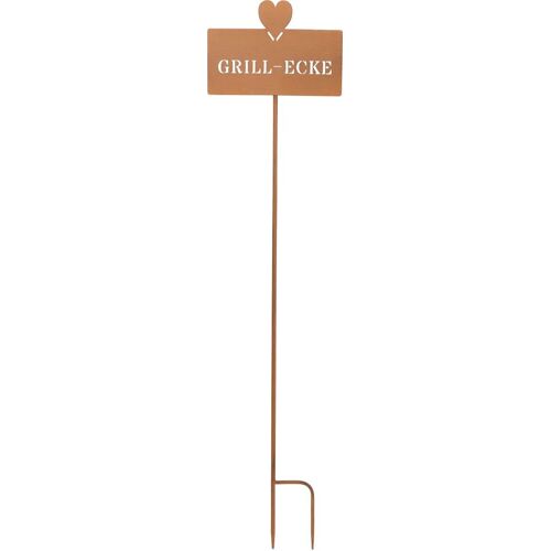 TrendLine Gartenstecker Grill-Ecke aus Metall 100 x 24 cm Rostoptik